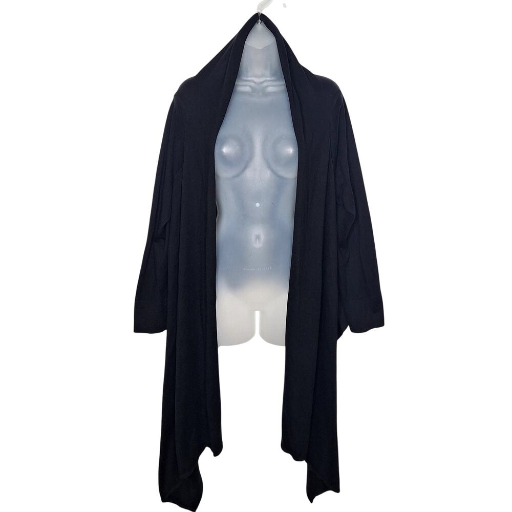 Pure J. Jill Wrap Cardigan Shawl Silk Cotton Large Waterfall Black Wrap Multiway